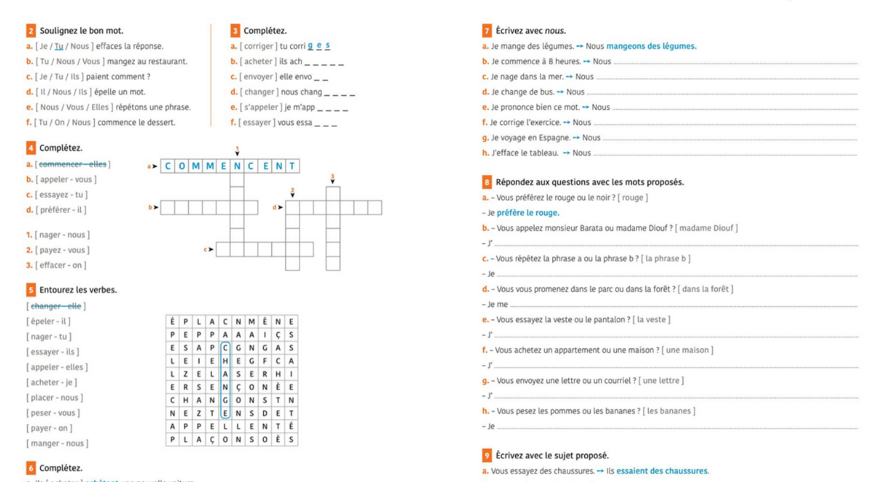 Exercices de Grammaire et Conjugaison A1